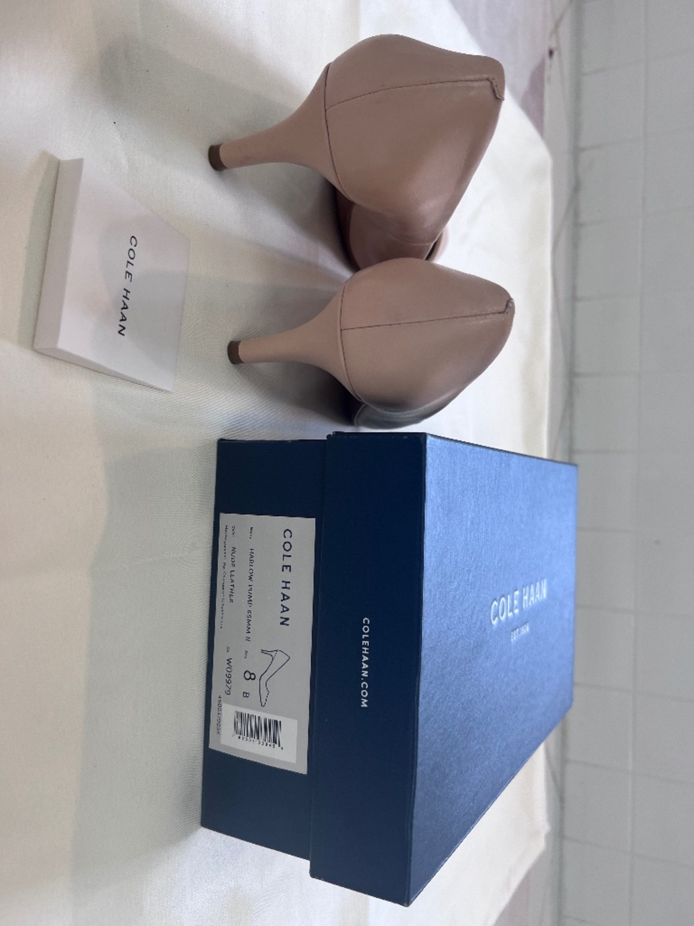Cole Haan Nude Blush Leather Pointed-Toe Heels - Picture 6 of 7